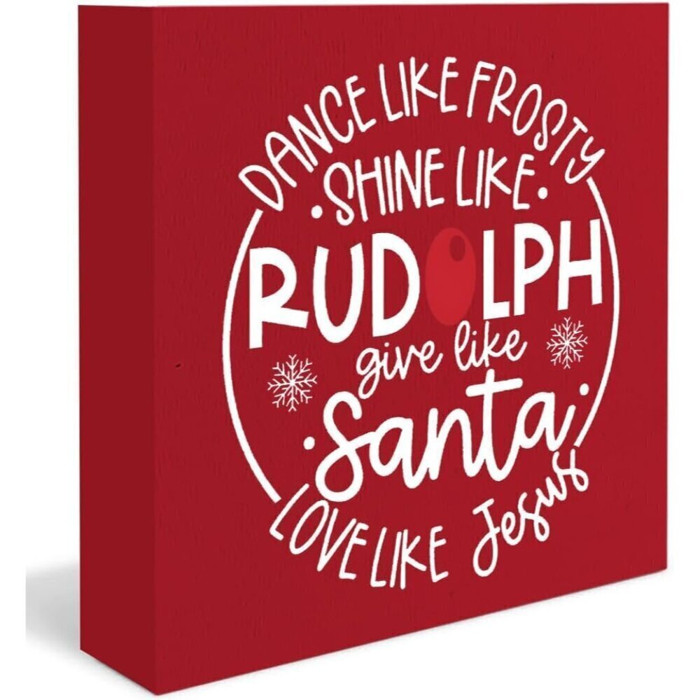 Dance Like Frosty Love Like Jesus Funny Christmas Wooden Box Sign, Red Christmas